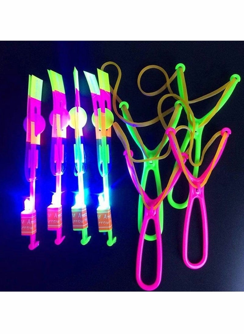 Helicopter Flying Toy, Rocket Slingshot Toy, with LED Lights Glow in The Dark, Fun Party Supplies for Birthday Gifts, Outdoor Game for Children Kids, Educational Toys for Children (10pcs)  - Image 2