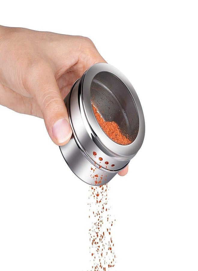 VEDHAK 2 Pieces Magnetic Spice Tins Magnetic Spice Jars Multi-Purpose Storage Tin Clear Top Lid with Sift or Pour Organizer Storage Condiment Container - Image 3