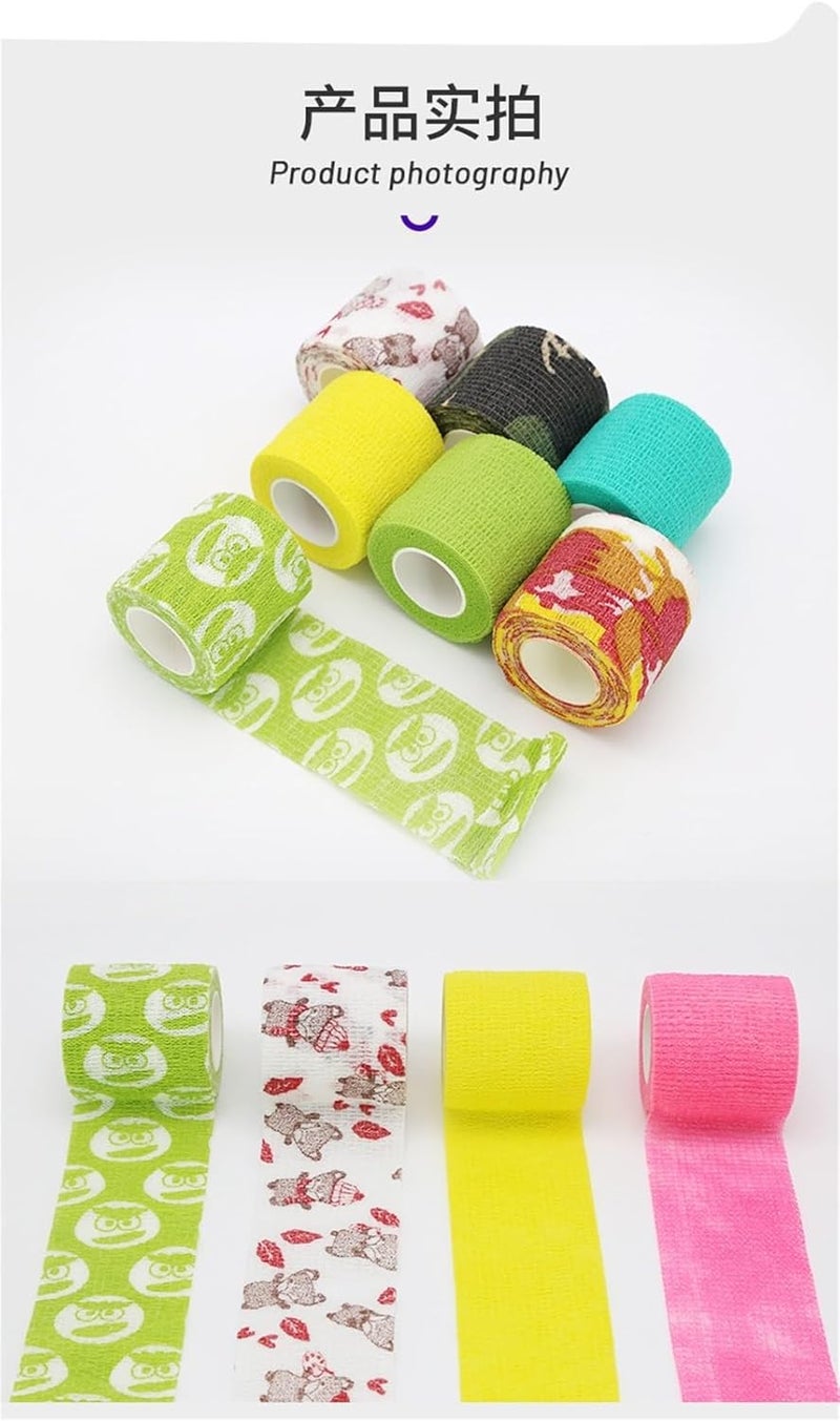 5 Rolls Self-Adhesive Pet Strap Bandage - Elastic Non-Woven Fabric Tape for Dog Toe Protection(Yellow Smile) - Image 5