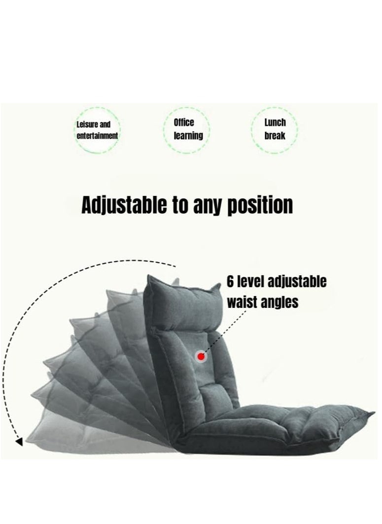 Generic - Lazy Sofa, Folding Lazy Floor Sofa With Back Support, Cushion Lazy Couch Lounge Tatami Lounger Floor Seat Couch Recliner, Home Office Reading Floor Chair With 6-Position Adjustable Backrest Sofa Bed - Image 1