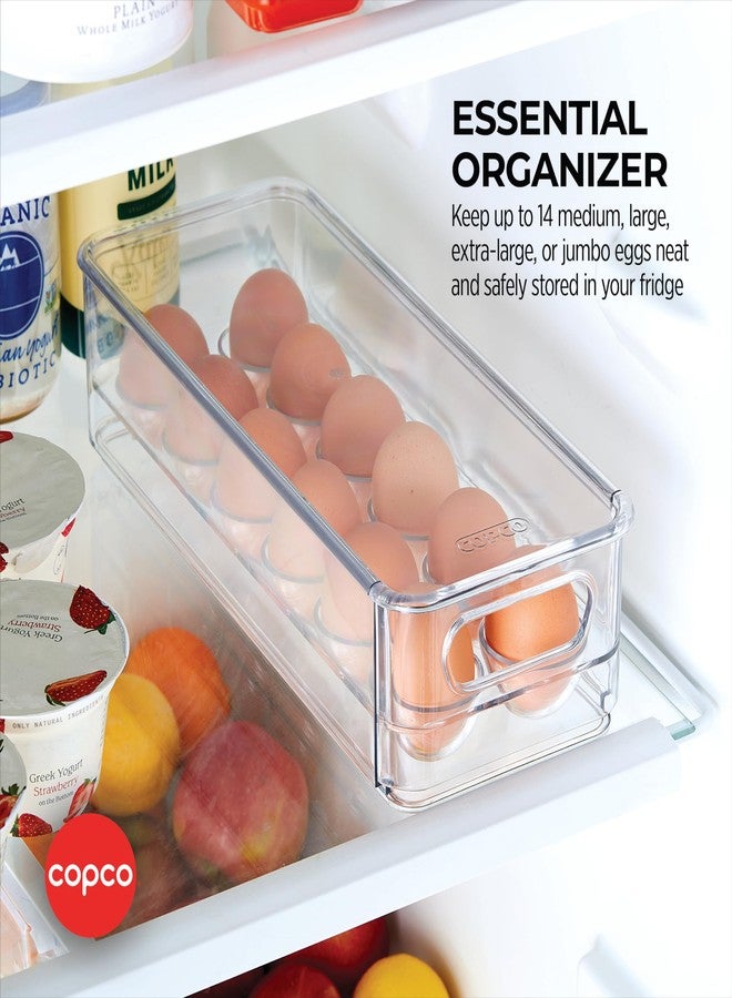 Copco Egg Storage Drawer with Removable Lid and Flat Top For Stacking and Space Saving, Holds 14 Medium, Large, XL, or Jumbo Eggs, Handle for Easy Transport, Clear - Image 2