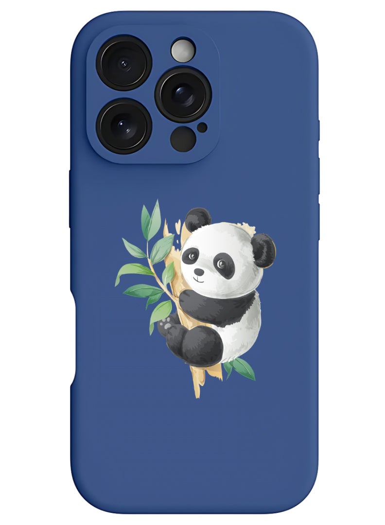 Theodor iPhone 16 Pro Max Blue Protective Slim Fit Case Liquid Silicone Cover with Full Body Protection Anti-Scratch Shockproof Case For iPhone - panda - Image 1