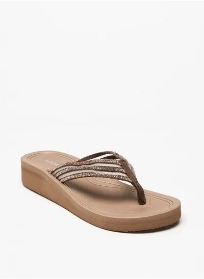 Aqua Women's Embellished Thong Slippers