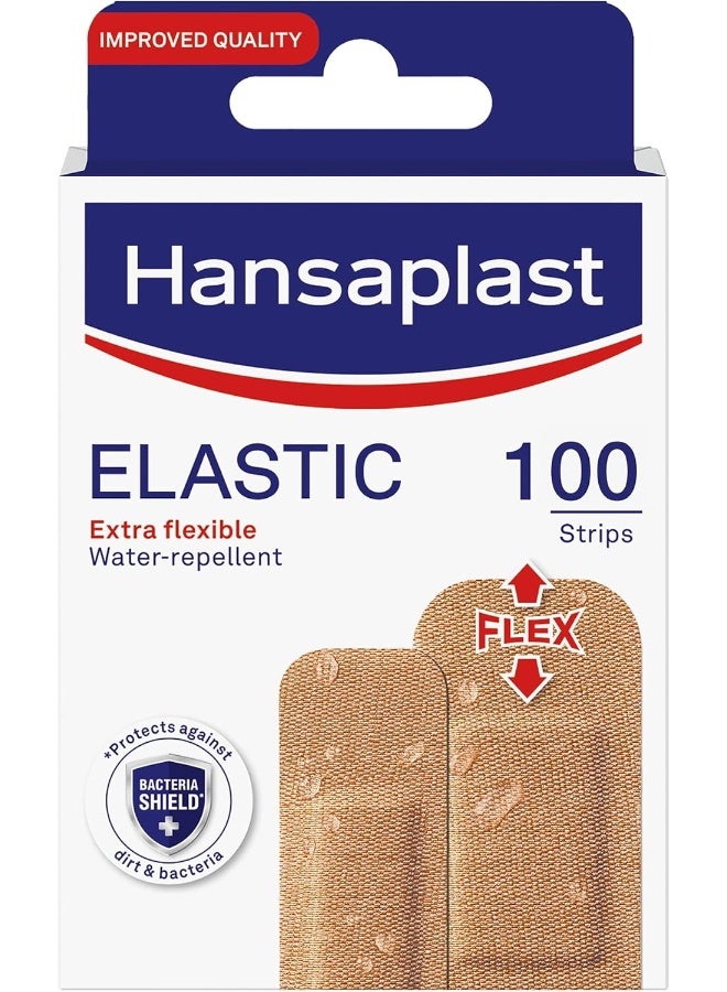 Hansaplast Elastic Plaster, Extra Flexible and Water-Repellent Non-Stick Elastic Plasters, 100 Strips - Image 1