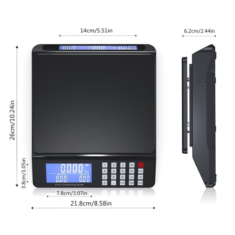 SCF-00 Black 30kg Digital Postal Scale Piece Counting Price Calculation Stainless Steel Weighing Pan Dual Backlit LCD - Image 2