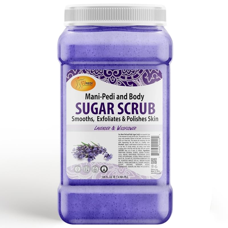 SPA REDI Sugar Body Scrub Lavender and Wildflower 128 Oz Exfoliating Moisturizing Hydrating and Nourishing Glow Polish Smooth and Fresh Skin Body Exfoliator - Image 1