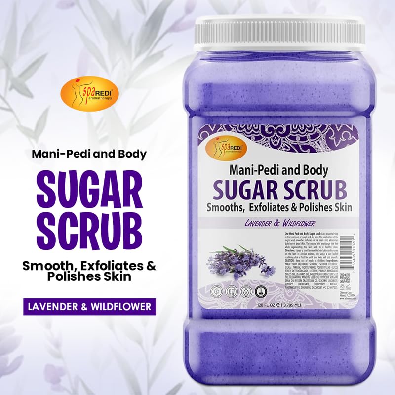 SPA REDI Sugar Body Scrub Lavender and Wildflower 128 Oz Exfoliating Moisturizing Hydrating and Nourishing Glow Polish Smooth and Fresh Skin Body Exfoliator - Image 2