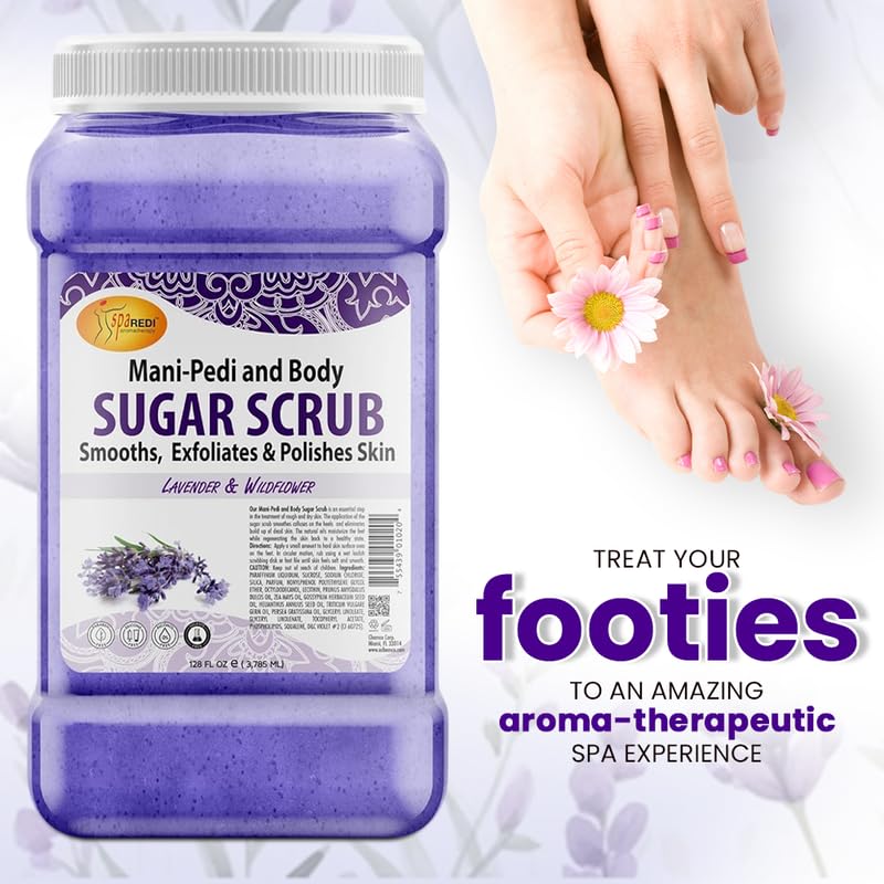 SPA REDI Sugar Body Scrub Lavender and Wildflower 128 Oz Exfoliating Moisturizing Hydrating and Nourishing Glow Polish Smooth and Fresh Skin Body Exfoliator - Image 4