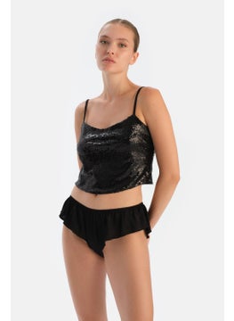 dagi Black Sequined Crop Top  - Image 4