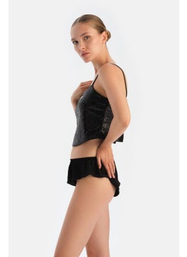 dagi Black Sequined Crop Top  - Image 3