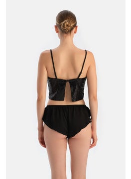dagi Black Sequined Crop Top  - Image 2