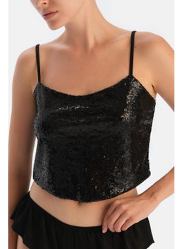 dagi Black Sequined Crop Top  - Image 5