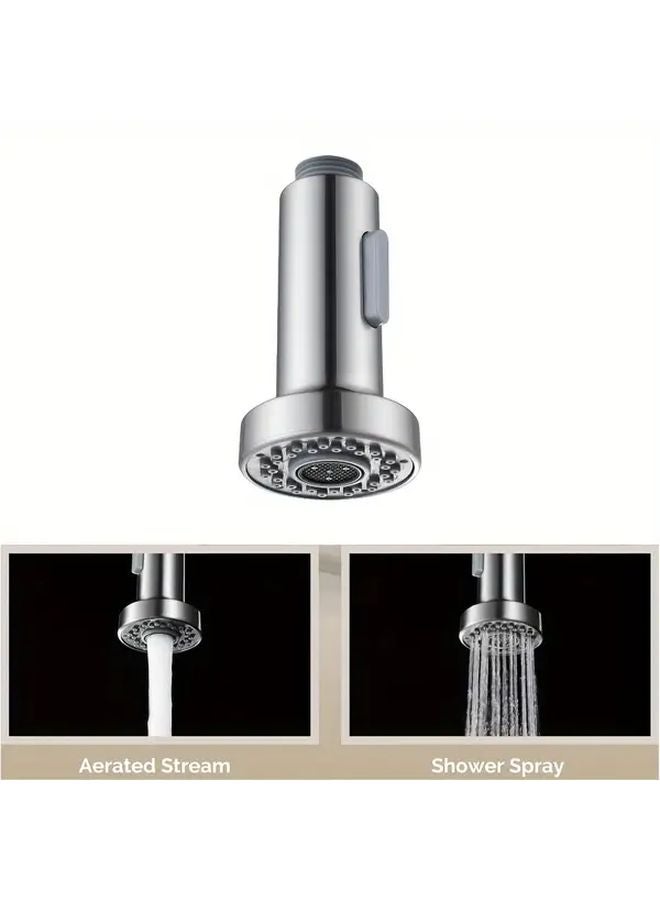 Adjustable Pull Down Kitchen Faucet Sprayer Head Brushed Nickel 2 Function G1 2 Inch - Image 1