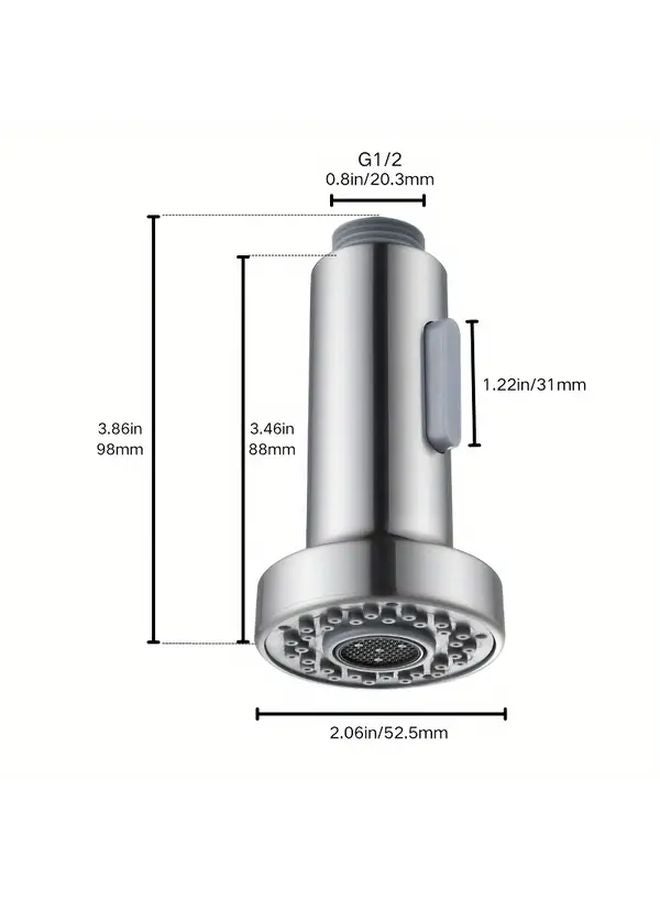 Adjustable Pull Down Kitchen Faucet Sprayer Head Brushed Nickel 2 Function G1 2 Inch - Image 4