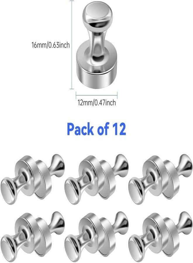 CESITRA 12 Pack Fridge Magnets, Magnetic Push Pins, Push Pins Magnets for Whiteboard, Neodymium Magnet Pins, Magnetic Thumb Tacks, Whiteboard Magnets, Strong Magnets,Office Magnets - Image 3