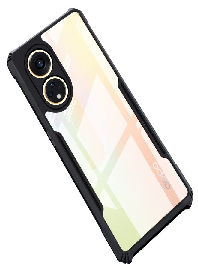 CEDO Oppo Reno 8T (5G) Back Case Cover | Camera Protection Shockproof Bumper-Edge | Acrylic Crystal Clear 360 Degree Protection TPU+PC | Transparent Eagle Back Case Cover (Black) - Image 1
