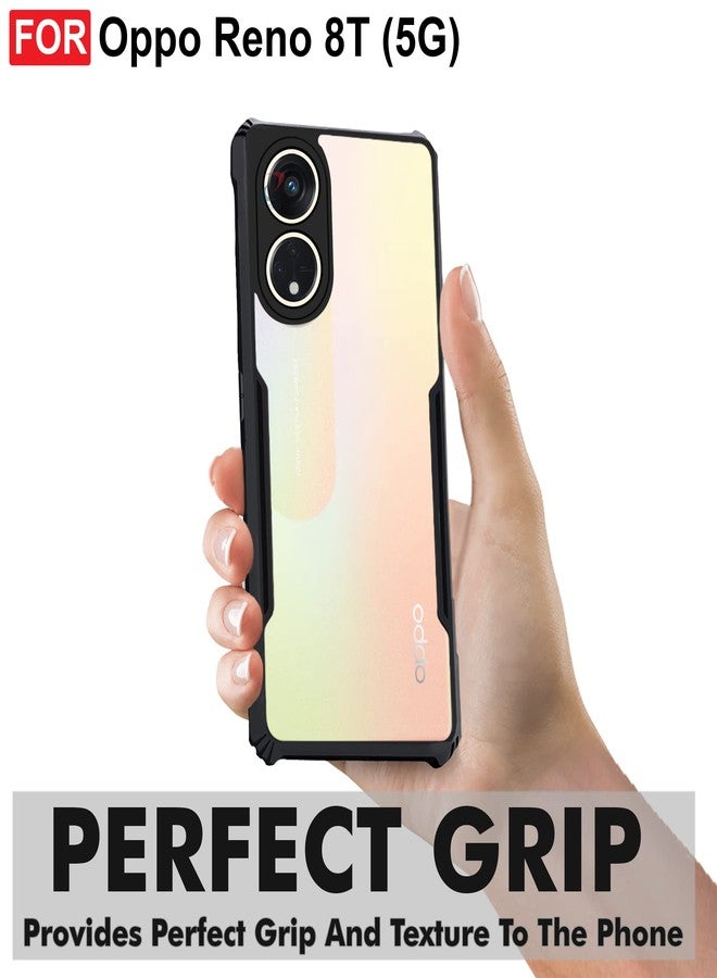 CEDO Oppo Reno 8T (5G) Back Case Cover | Camera Protection Shockproof Bumper-Edge | Acrylic Crystal Clear 360 Degree Protection TPU+PC | Transparent Eagle Back Case Cover (Black) - Image 3