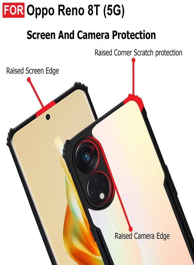 CEDO Oppo Reno 8T (5G) Back Case Cover | Camera Protection Shockproof Bumper-Edge | Acrylic Crystal Clear 360 Degree Protection TPU+PC | Transparent Eagle Back Case Cover (Black) - Image 5