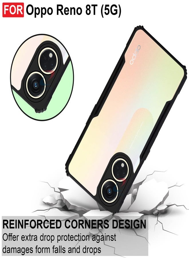 CEDO Oppo Reno 8T (5G) Back Case Cover | Camera Protection Shockproof Bumper-Edge | Acrylic Crystal Clear 360 Degree Protection TPU+PC | Transparent Eagle Back Case Cover (Black) - Image 4