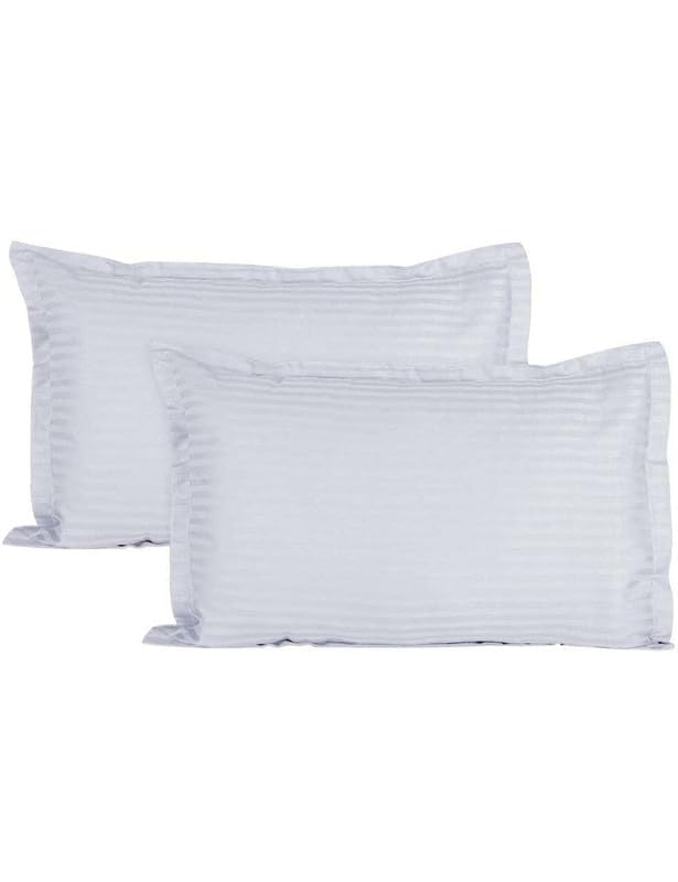Cool Dealzz 300 TC Premium 100 Cotton Satin Stripe Double Bed Bedsheets Pillow Covers for Hotels Homes 95x95 White  - Image 3