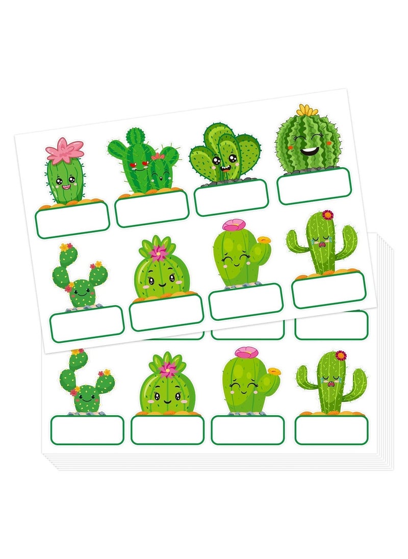 Generic Name Tag A set of adhesive stickers with a cactus design to identify names to decorate advertisements, boards, and use in educational activities for children (80 pieces) from Up to 2 Diet Printing Egy  - Image 1