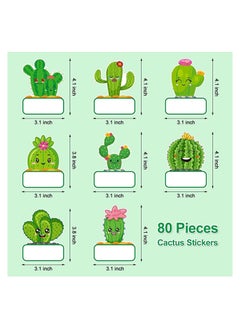 Generic Name Tag A set of adhesive stickers with a cactus design to identify names to decorate advertisements, boards, and use in educational activities for children (80 pieces) from Up to 2 Diet Printing Egy  - Image 4