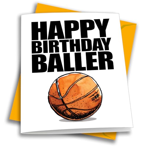 Play Strong BASKETBALL Happy BIRTHDAY Baller 1-Pack (5x7in) Birthday Greeting Cards Awesome for Basketball Players, Coaches, Fans, Cards and Gifts - Image 1