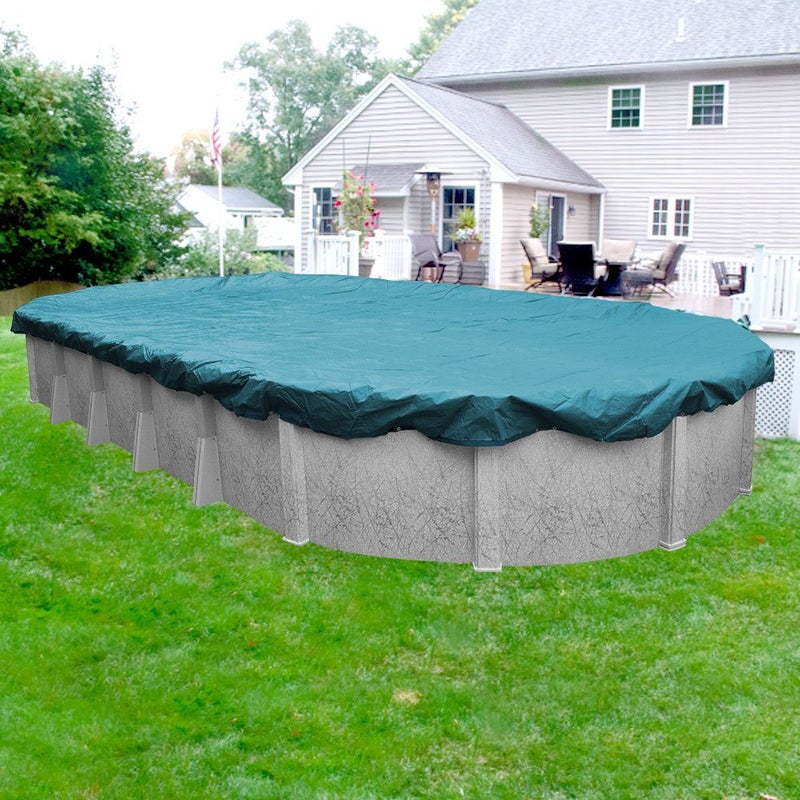 Robelle 16 x 32 ft Extra Heavy Duty Blue Winter Oval Pool Cover for Above Ground Pools, 4 ft Overlap (20 x 36 ft Cover Size), Solid 10 x 10 Scrim, 2.91 oz/yd2, 12-Year Warranty, Style: 581632-4-ROB - Image 1