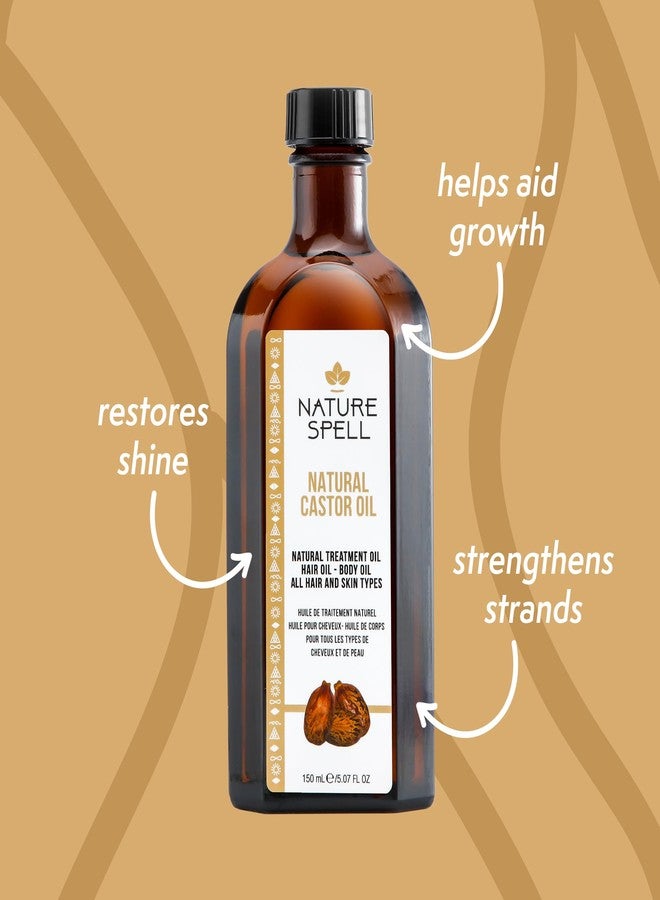Nature Spell Cold Pressed Castor Oil, Pure Castor Oil for Hair Growth, Works for Eyelashes, Eyebrow, and Skin, 5.07 FL Oz - Image 2