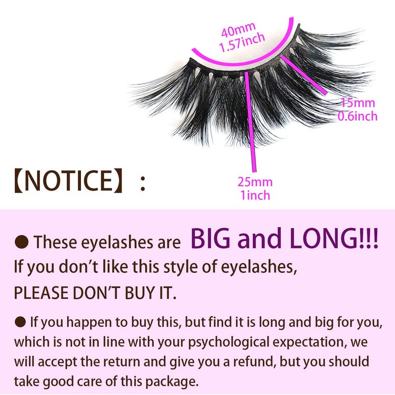 MIKIWI 25mm Lashes, Dramatic 6D Faux Mink Lashes, Fluffy Volume Eyelashes, Thick Crossed Lashes, Long Faux 25mm Mink Lashes (6D4-05) - Image 5