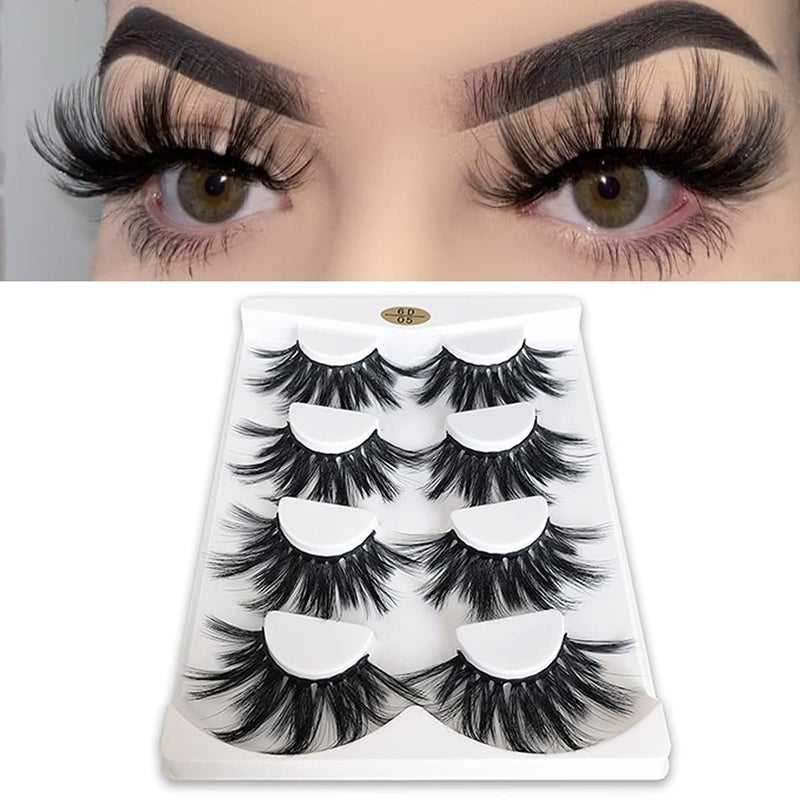 MIKIWI 25mm Lashes, Dramatic 6D Faux Mink Lashes, Fluffy Volume Eyelashes, Thick Crossed Lashes, Long Faux 25mm Mink Lashes (6D4-05) - Image 1