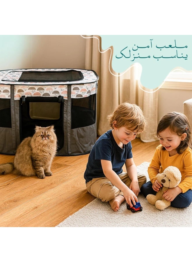 خيمة لعب قابلة للطي للحيوانات الأليفة، مناسبة للقطط والكلاب، قفص لعب محمول للجراء، مناسب للكلاب الصغيرة والقطط والأرانب والخنازير، قفص لعب قابل للطي بسحاب قابل للفصل، صندوق ولادة للحيوانات الأليفة. - Image 3
