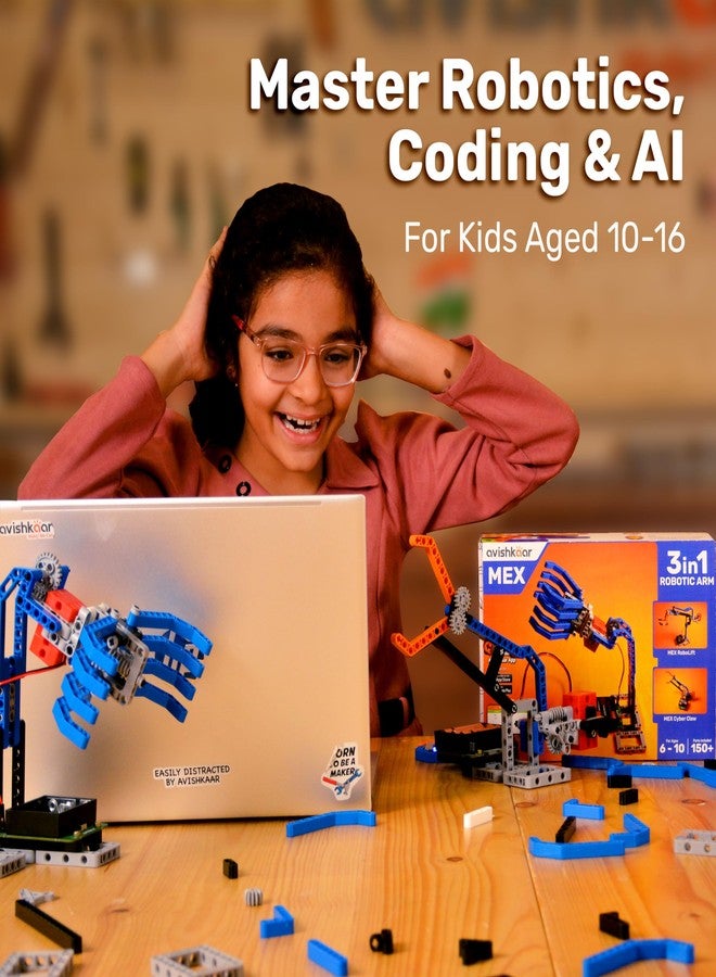 Avishkaar MEX Robotic ARM 3-in-1 DIY Robotics & AI Science Kit, Robot Toys for Aged 8,9,10,11,12, Building and Construction Set with 150+ Parts, DIY STEM Learning Gift for Boys & Girls, Made in India - Image 2