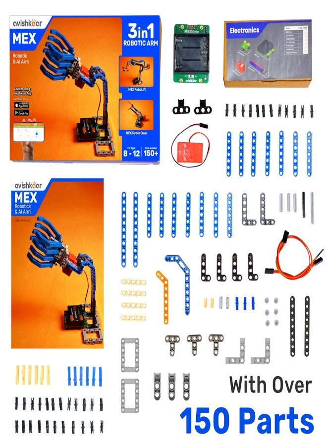 Avishkaar MEX Robotic ARM 3-in-1 DIY Robotics & AI Science Kit, Robot Toys for Aged 8,9,10,11,12, Building and Construction Set with 150+ Parts, DIY STEM Learning Gift for Boys & Girls, Made in India - Image 3