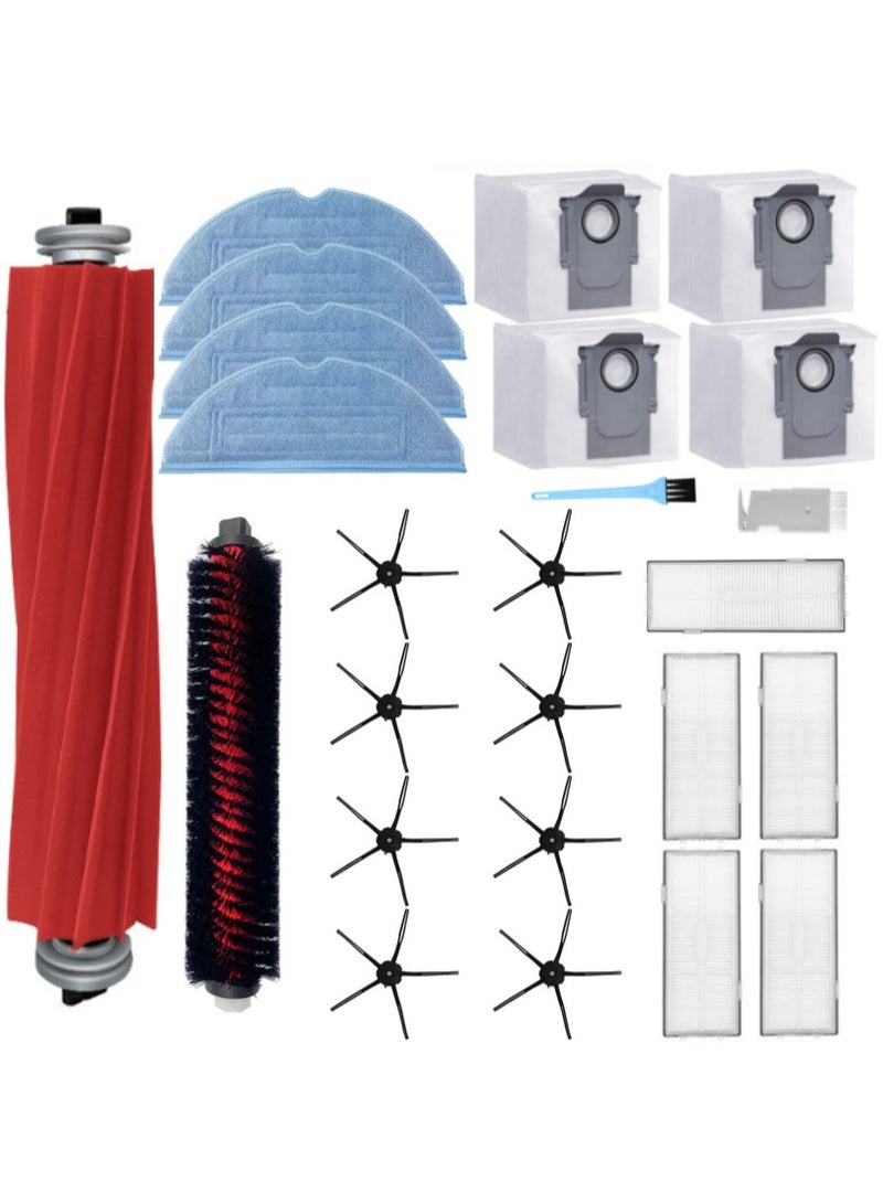 اكسيسن 25 قطعة قطعة قطع غيار متوافقة مع المكنسة الكهربائية Roborock S7 MaxV Ultra / S7 Pro Ultra، طقم إكسسوارات يتضمن 1 فرشاة أسطوانية ， 1 فرشاة تنظيف ذاتي، 4 فلتر، 8 فرشاة جانبية، 5 قماش مسح، 4 أكياس غبار، 2 فرشاة تنظيف - Image 1