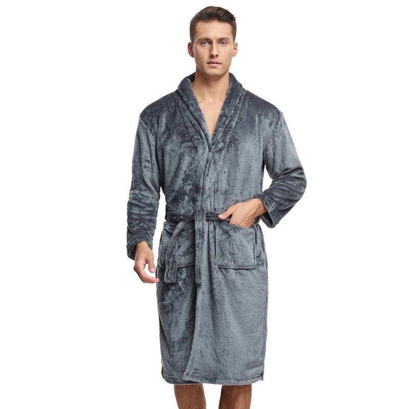 Matching Flannel Bathrobe Set - Four-Season Use - Image 3