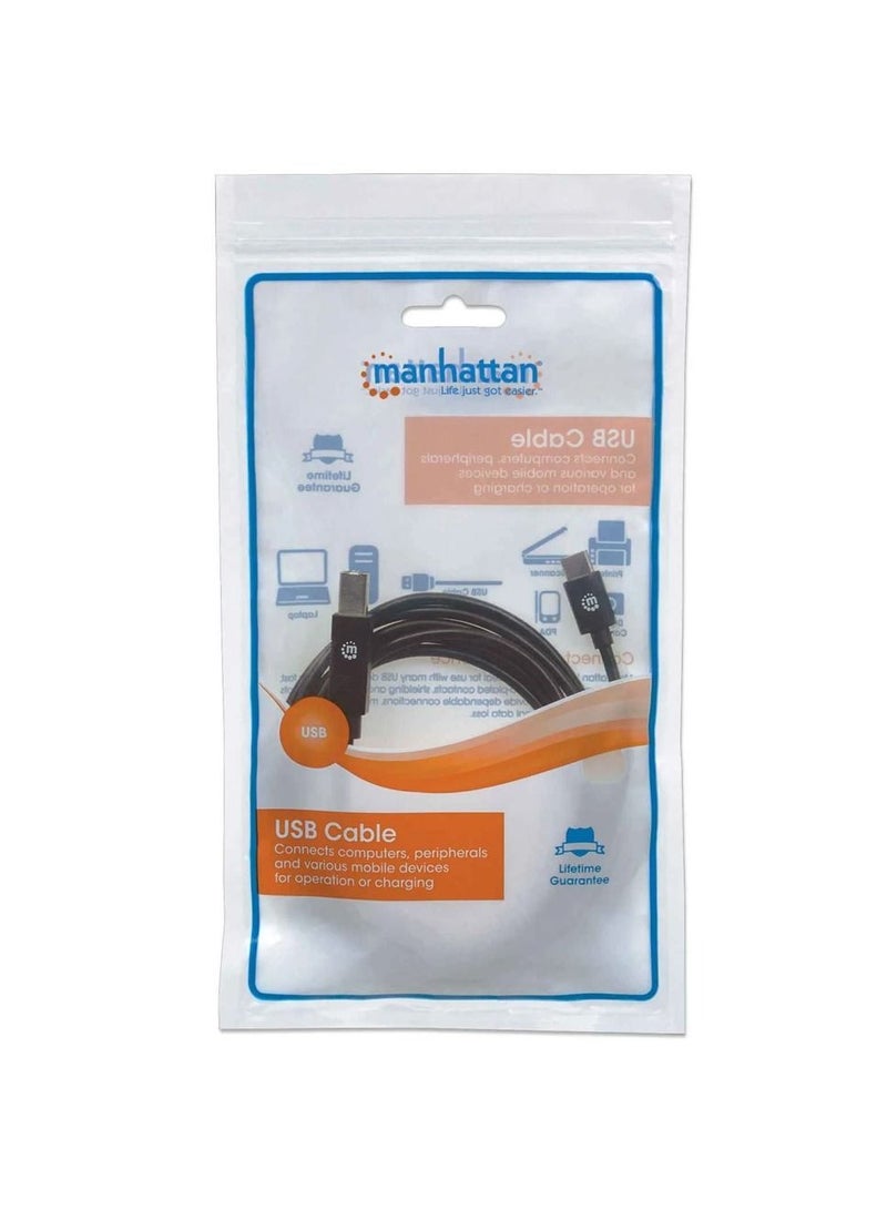 Manhattan 354950 Hi-Speed Printer Type-C Male to Type-B Male Cable Printer - 2M(6ft.) - Black - Image 3