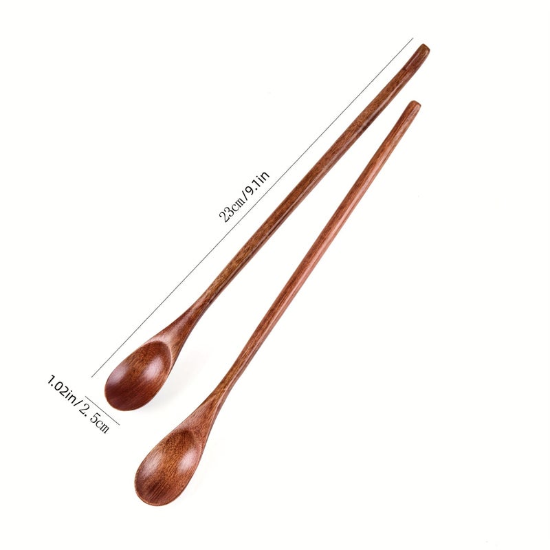 2 Colorless Long Handle Wooden Coffee Spoon Stirring Spoon For Honey Small Wooden Spoon Tea Accessories Ergonomic Design Smooth Texture - Image 5