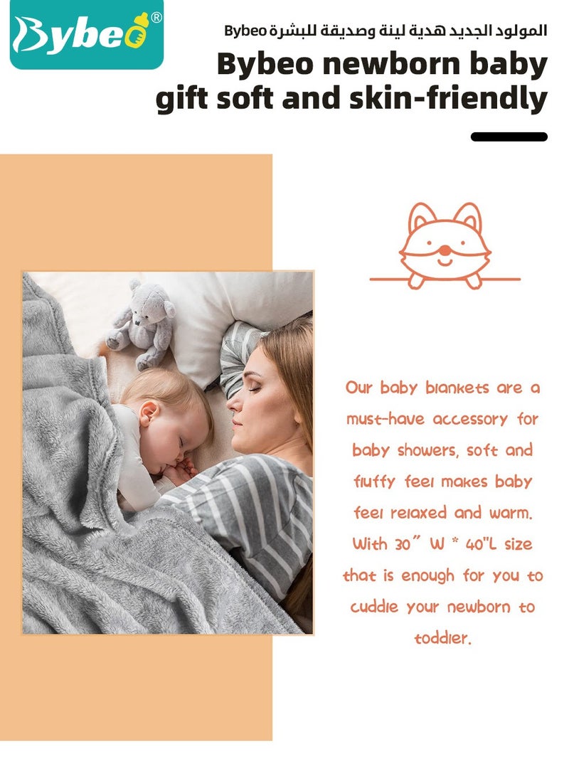 Bybeo 7 PCS Baby Gift Set, Newborn Baby Shower Gift for Boys Girls, Baby Gift Basket with Essential Stuff, Includes Blanket, Wooden Rattle Toy, Baby Bib and Socks, Greeting Card, Newborn Baby Gift Set  - Image 4