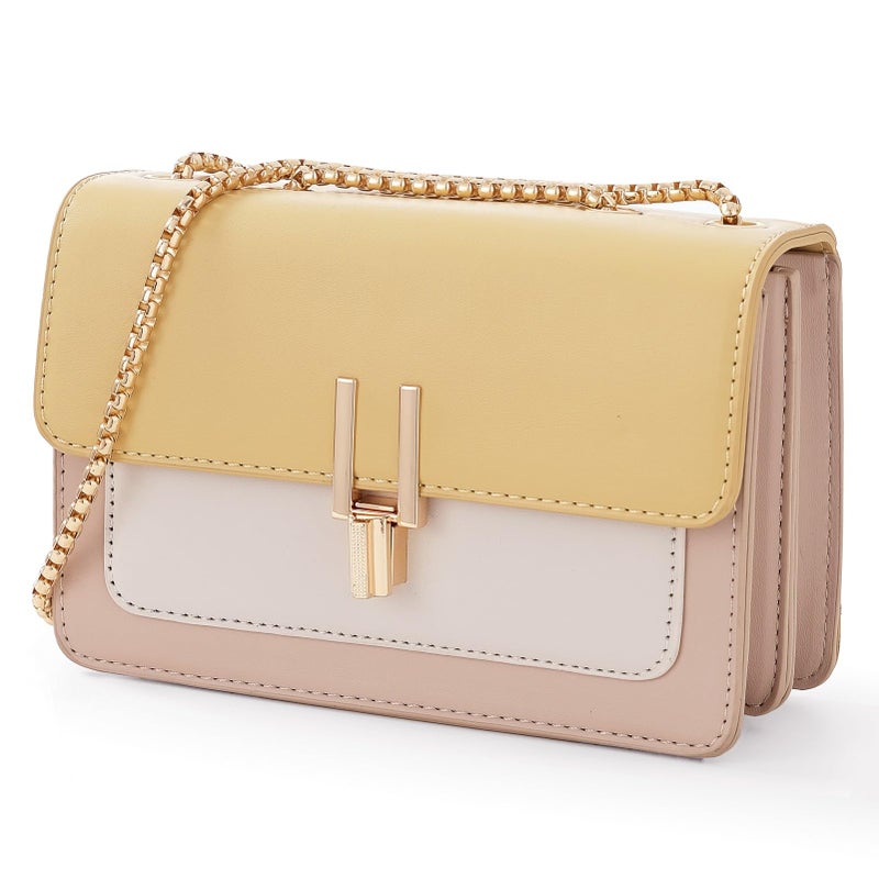 Crossbody Bags for Women Cute Faux Leather Trendy Cross Body Bag Purses for Women Small Multi Color Designer Handbags Womens Purse Satchel Chain Strap Ladies Shoulder Bag Yellow