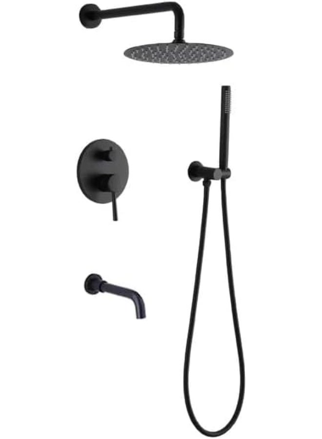 YD Modern Minimalist Rain Shower Combo System with Handheld Spray and Tub Spout - Dual Function Contemporary Bathroom Fixture Set - Full Coverage Flow for a Spa-Like Experience. - Image 1