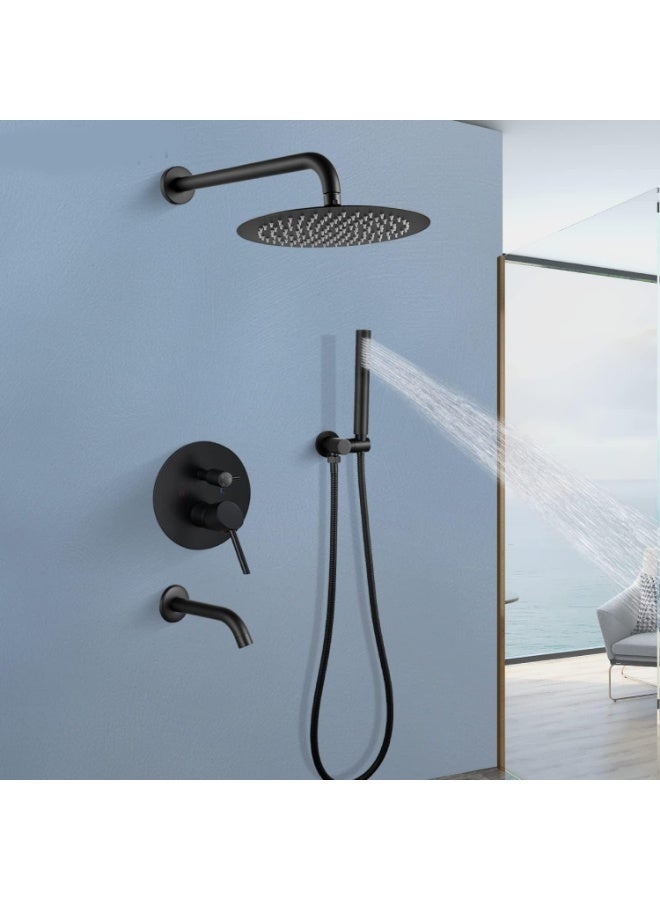 YD Modern Minimalist Rain Shower Combo System with Handheld Spray and Tub Spout - Dual Function Contemporary Bathroom Fixture Set - Full Coverage Flow for a Spa-Like Experience. - Image 2