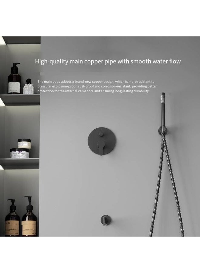 YD Modern Minimalist Rain Shower Combo System with Handheld Spray and Tub Spout - Dual Function Contemporary Bathroom Fixture Set - Full Coverage Flow for a Spa-Like Experience. - Image 5