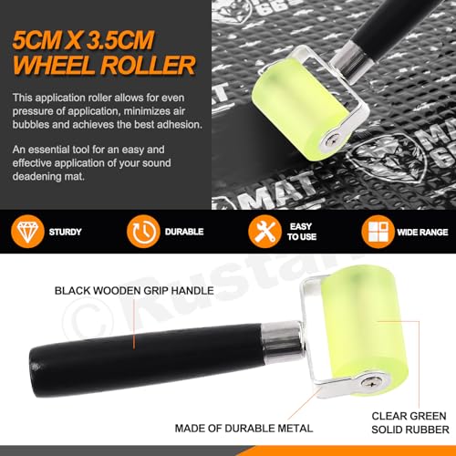 Rustark 4Pcs Car Sound Deadening Roller Set with Rubber Seam Roller, 4 Different Sizes Auto Soundproofing Sound Deadener Rollers for Car Noise Sound Deadening Installation (6mm 20mm 40mm 50mm) - Image 3