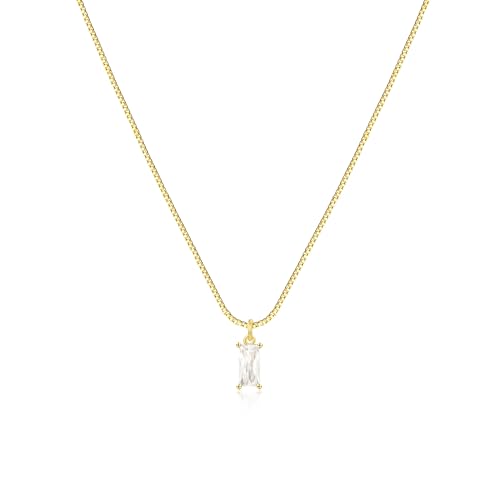 FUNEIA April Necklaces for Women Gold Color Plated Emerald Birthstone Necklace for Women Mothers Dainty Gold Color Necklace Blue Green Cubic Zirconia Pendant Birthday Gifts Jewelry - Image 1