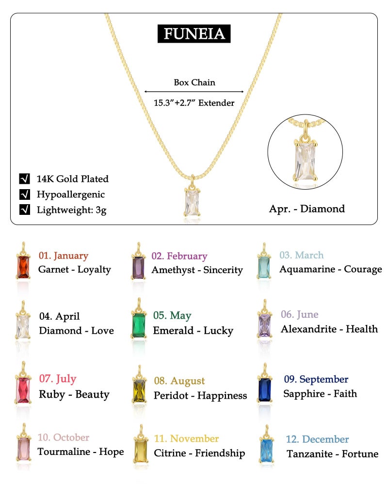FUNEIA April Necklaces for Women Gold Color Plated Emerald Birthstone Necklace for Women Mothers Dainty Gold Color Necklace Blue Green Cubic Zirconia Pendant Birthday Gifts Jewelry - Image 5