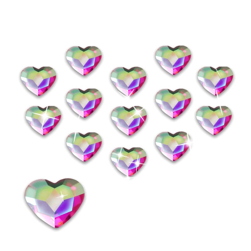 Allstarry 100pcs Flatback Rhinestones Heart-Shaped Irridescent Face Gems Eye Gemstones Nail Charms for Crafts AB Glass Crystals for Jewelry Making, Eye Makeup- 6mm - Image 1
