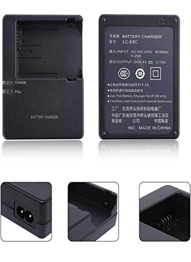 Generic - LC-E8 Quick Battery Charger Compatible with LC-E8 LP-E8 Battery for Canon EOS Rebel T2i T3i T4i T5i 550D 600D 650D 700D X4 X5 X6 X6i X7i, Not for Rebel T2, T3, T4, T5,black,with Power Supply Cord - Image 1