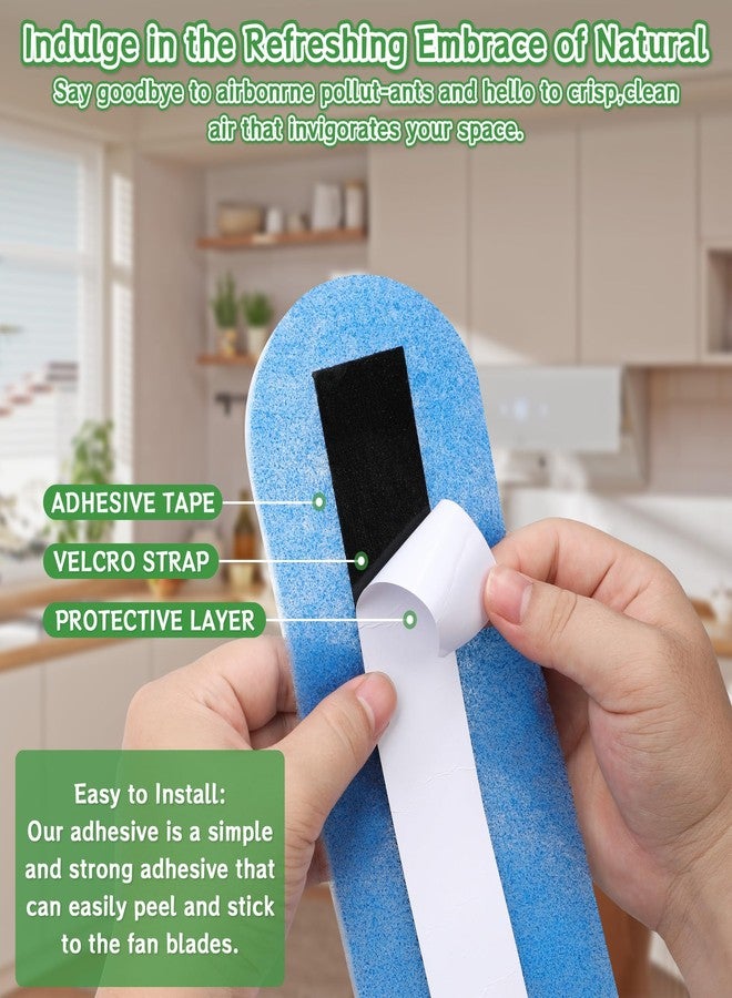 Enbabbor 15Pcs Ceiling Fan Air Purifier Filters, Activated Carbon Fiber Cotton, Odors & Allergens | Unscented, Universal Fit for All Fan Blades - Image 3