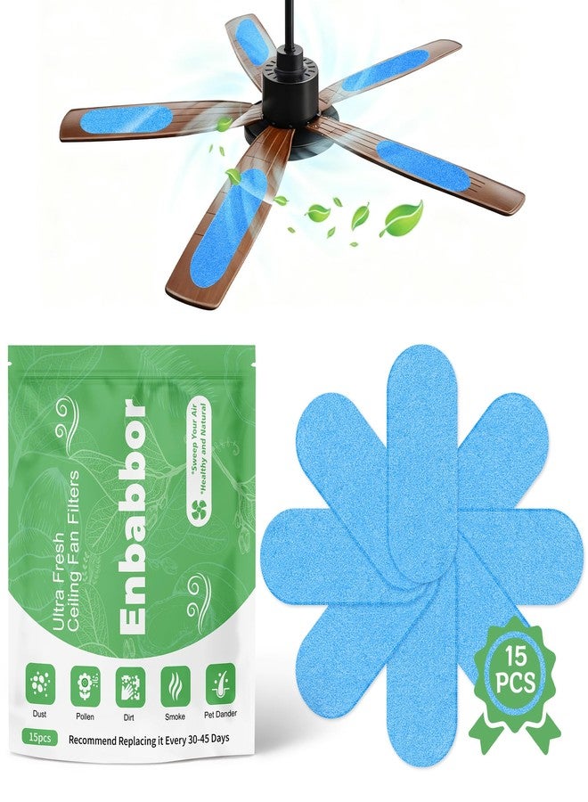 Enbabbor 15Pcs Ceiling Fan Air Purifier Filters, Activated Carbon Fiber Cotton, Odors & Allergens | Unscented, Universal Fit for All Fan Blades - Image 1